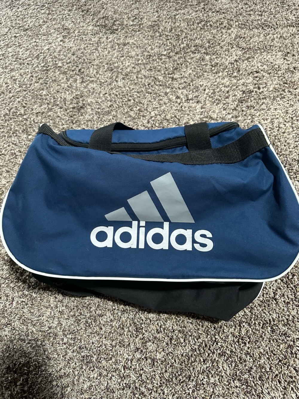 adidas Navy Duffel Bag with White Logo and Piping